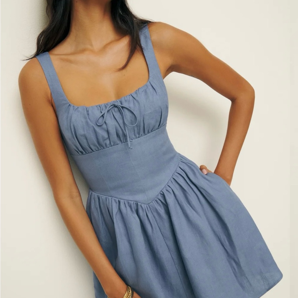 Reformation Daria Mini Dress in Cornflower Blue